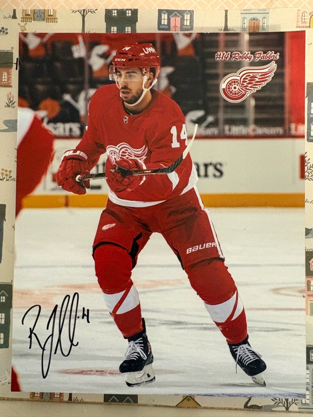 Detroit Red Wings Robby Fabbri Signed Action Photo - Red & White